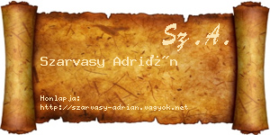 Szarvasy Adrián névjegykártya